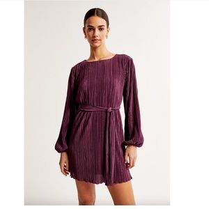 Abercrombie & Fitch Purple Satin Plisse Easy Mini Dress Small Wedding Guest